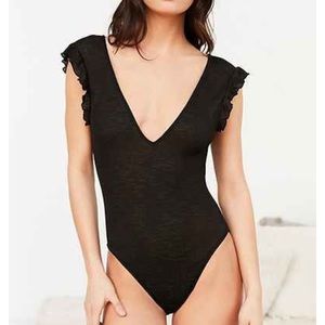 Black Deep V-Neck Urban Outfitters Bodysuit